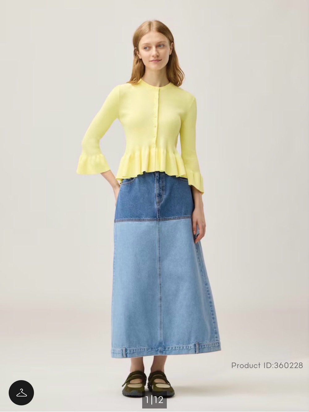 New GU Two Toned Denim Skirt by rokh size Small Maxi Uniqlo
